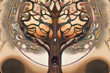 illustration of mystical tree of life womb